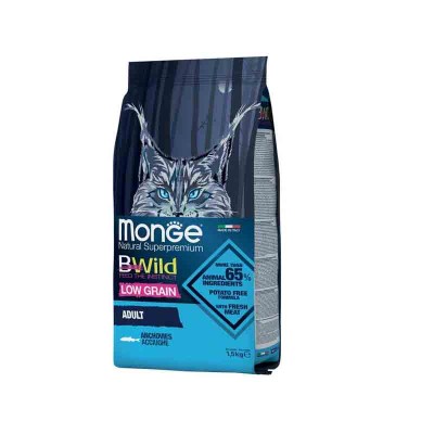 Monge-B-Wild Lwo Grain Free Dry Food  Adult Anchovies For Cats 1.5kg